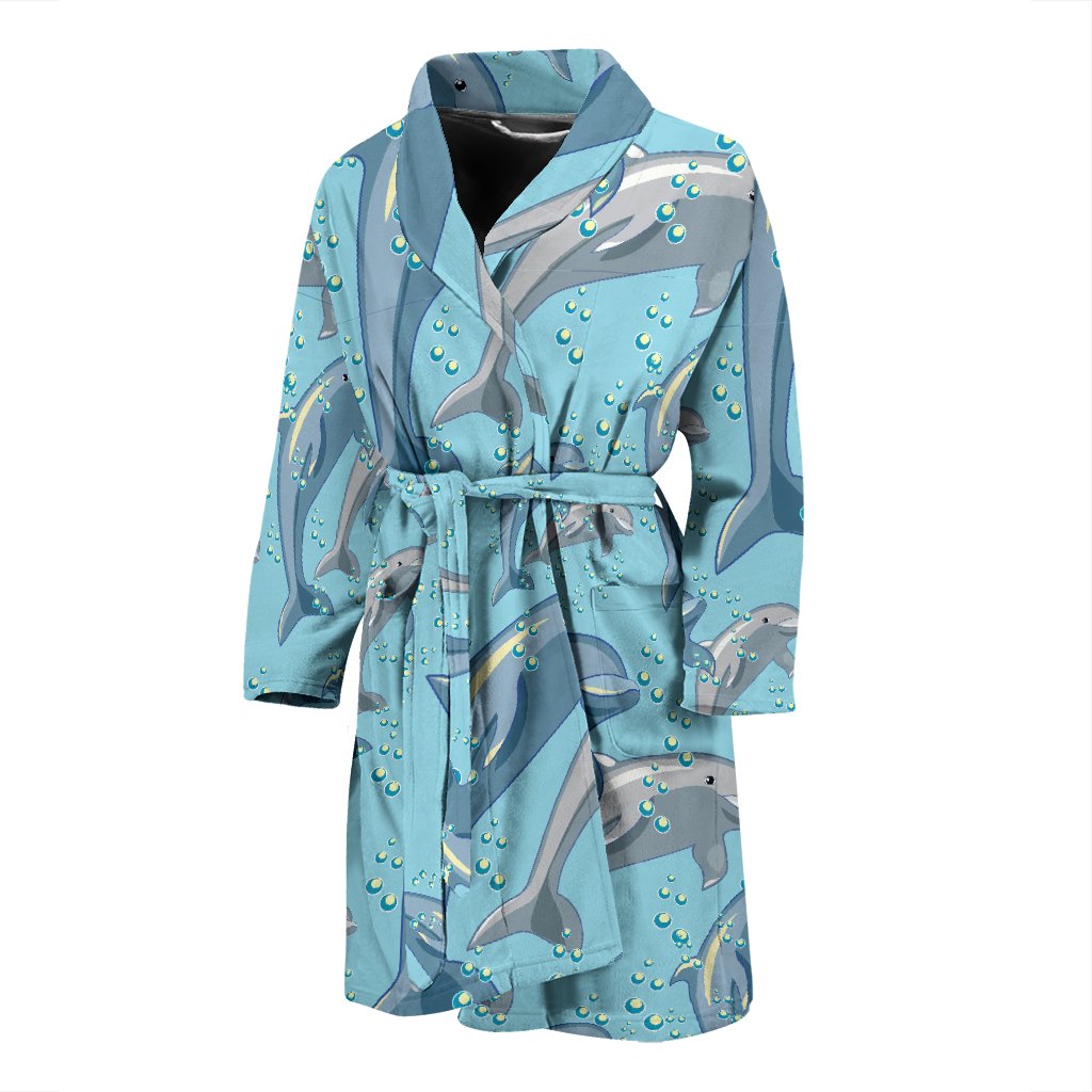 Dolphin Print Pattern Men Bath Robe