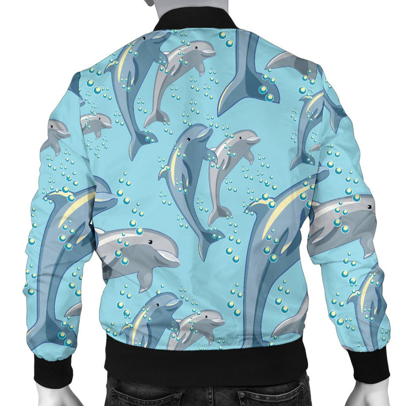 Dolphin Print Pattern Men Casual Bomber Jacket