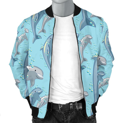 Dolphin Print Pattern Men Casual Bomber Jacket