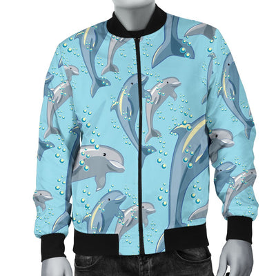 Dolphin Print Pattern Men Casual Bomber Jacket