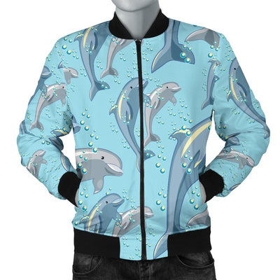 Dolphin Print Pattern Men Casual Bomber Jacket