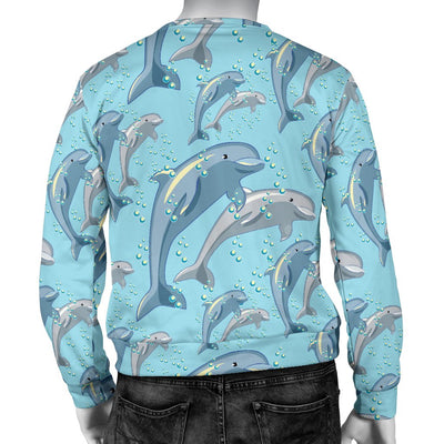 Dolphin Print Pattern Men Crewneck Sweatshirt