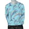 Dolphin Print Pattern Men Crewneck Sweatshirt