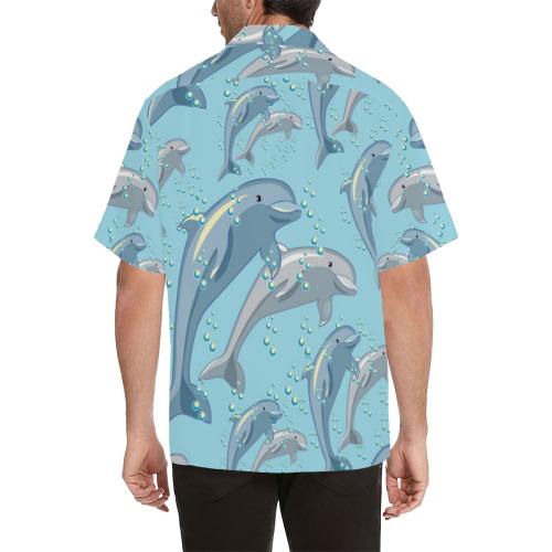 Dolphin Print Pattern Men Hawaiian Shirt