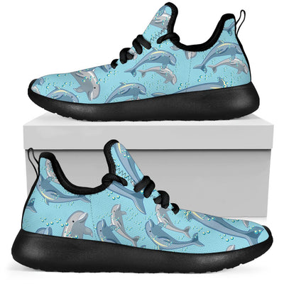 Dolphin Print Pattern Mesh Knit Sneakers Shoes