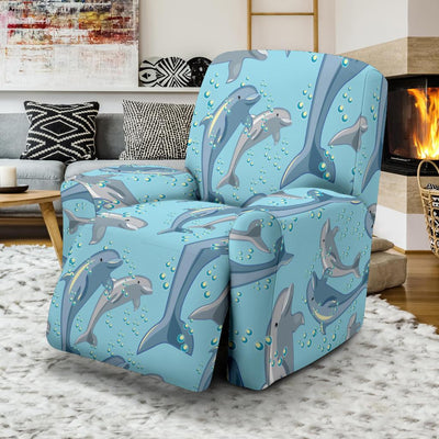 Dolphin Print Pattern Recliner Slipcover-JORJUNE.COM