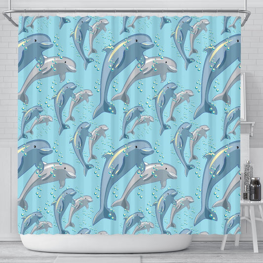 Dolphin Print Pattern Shower Curtain