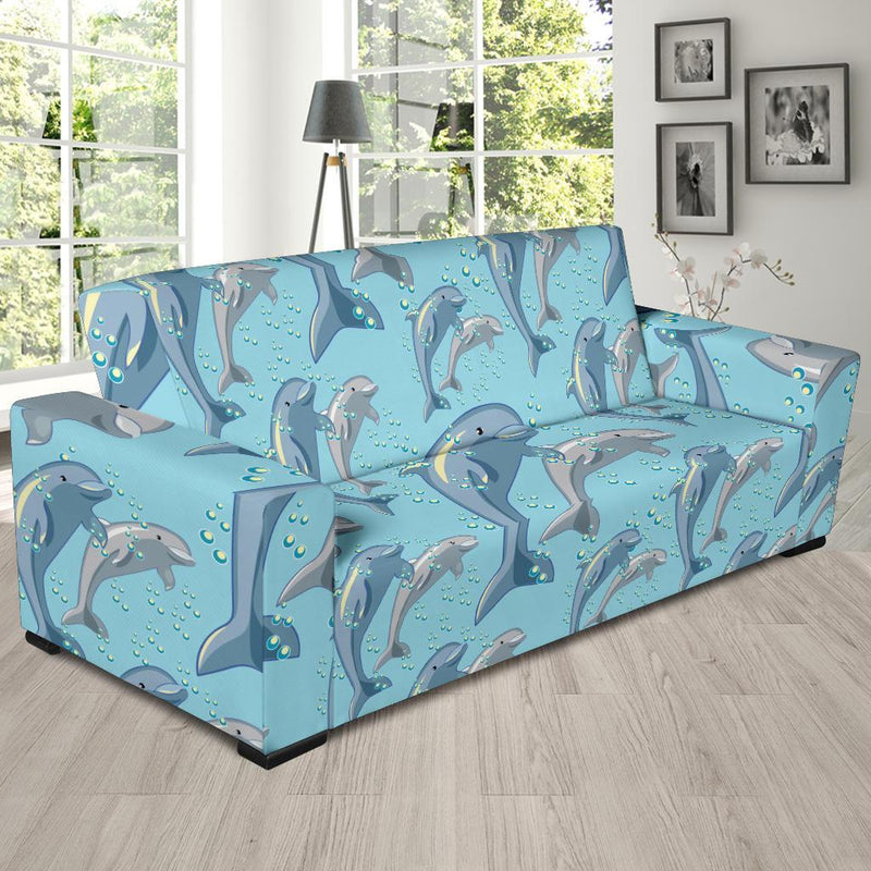 Dolphin Print Pattern Sofa Slipcover-JORJUNE.COM