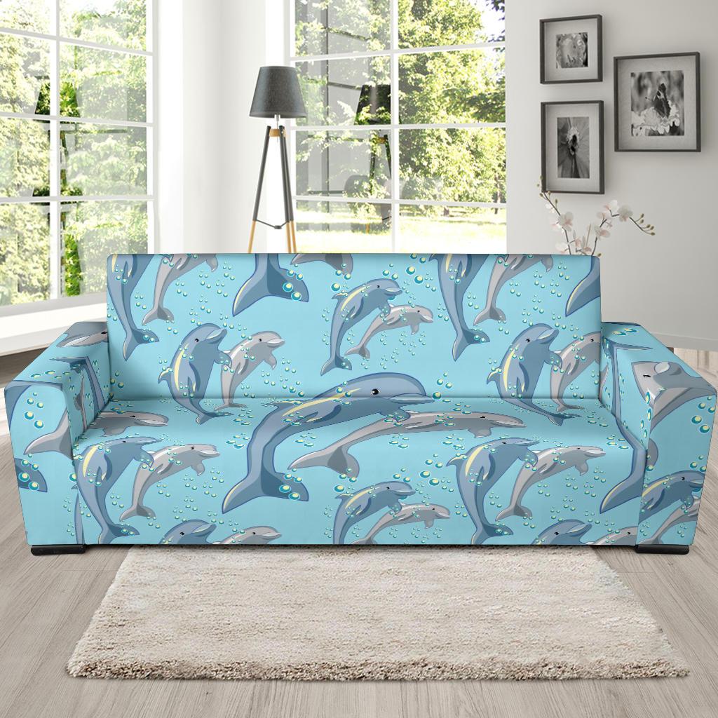 Dolphin Print Pattern Sofa Slipcover-JORJUNE.COM