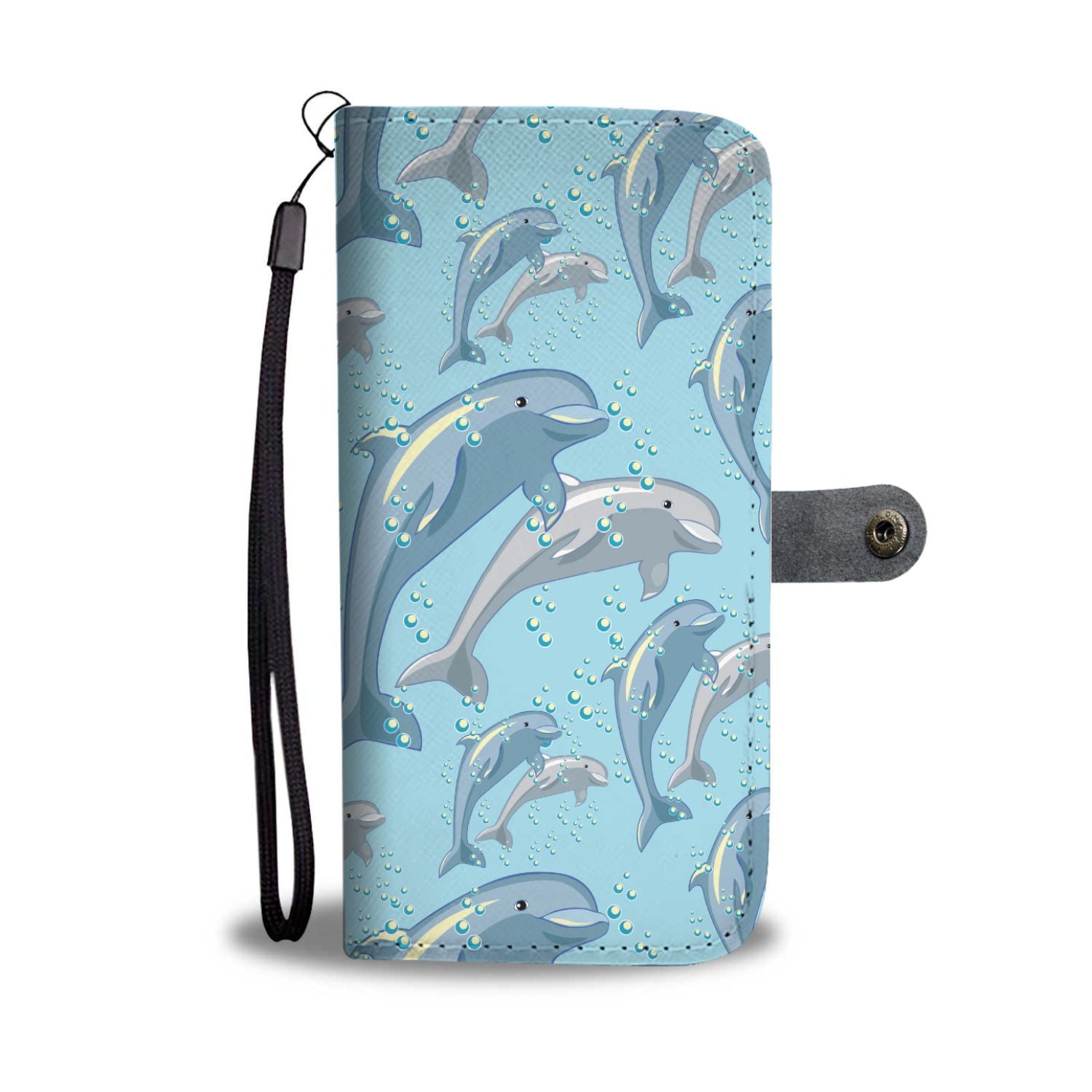 Dolphin Print Pattern Wallet Phone Case