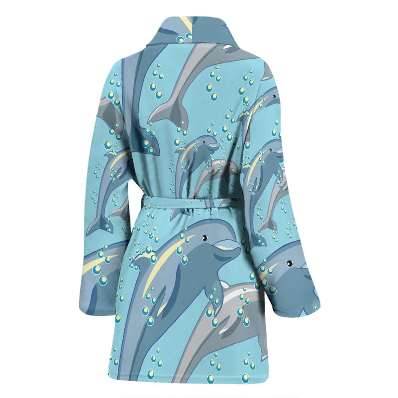 Dolphin Print Pattern Women Bath Robe