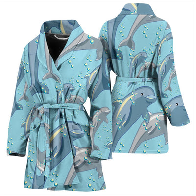 Dolphin Print Pattern Women Bath Robe