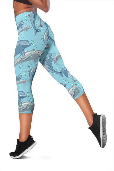 Dolphin Print Pattern Women Capris