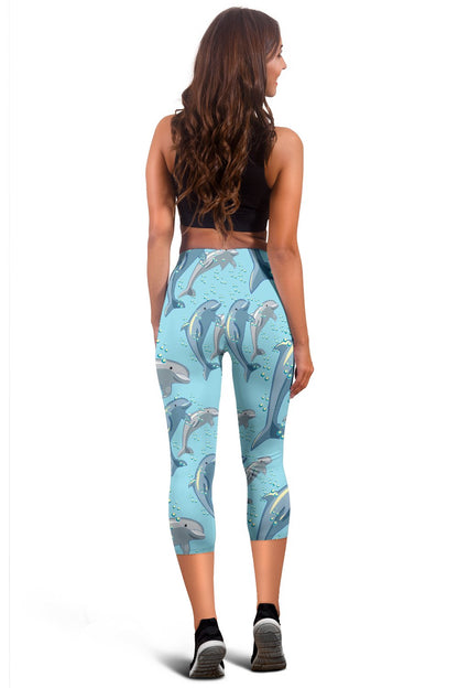 Dolphin Print Pattern Women Capris