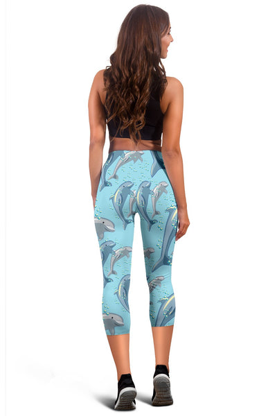 Dolphin Print Pattern Women Capris