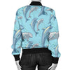 Dolphin Print Pattern Women Casual Bomber Jacket