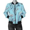 Dolphin Print Pattern Women Casual Bomber Jacket