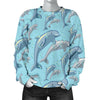 Dolphin Print Pattern Women Crewneck Sweatshirt