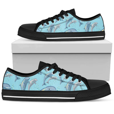 Dolphin Print Pattern Women Low Top Shoes