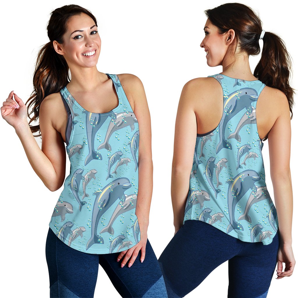 Dolphin Print Pattern Women Racerback Tank Top