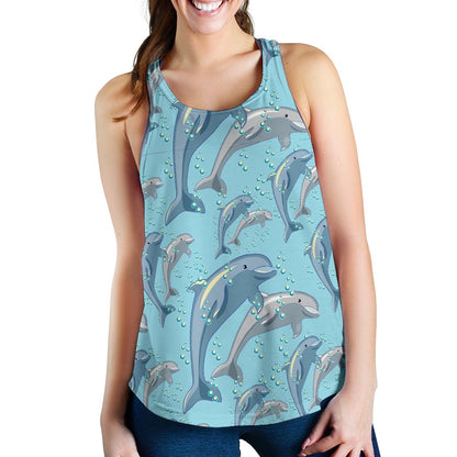 Dolphin Print Pattern Women Racerback Tank Top