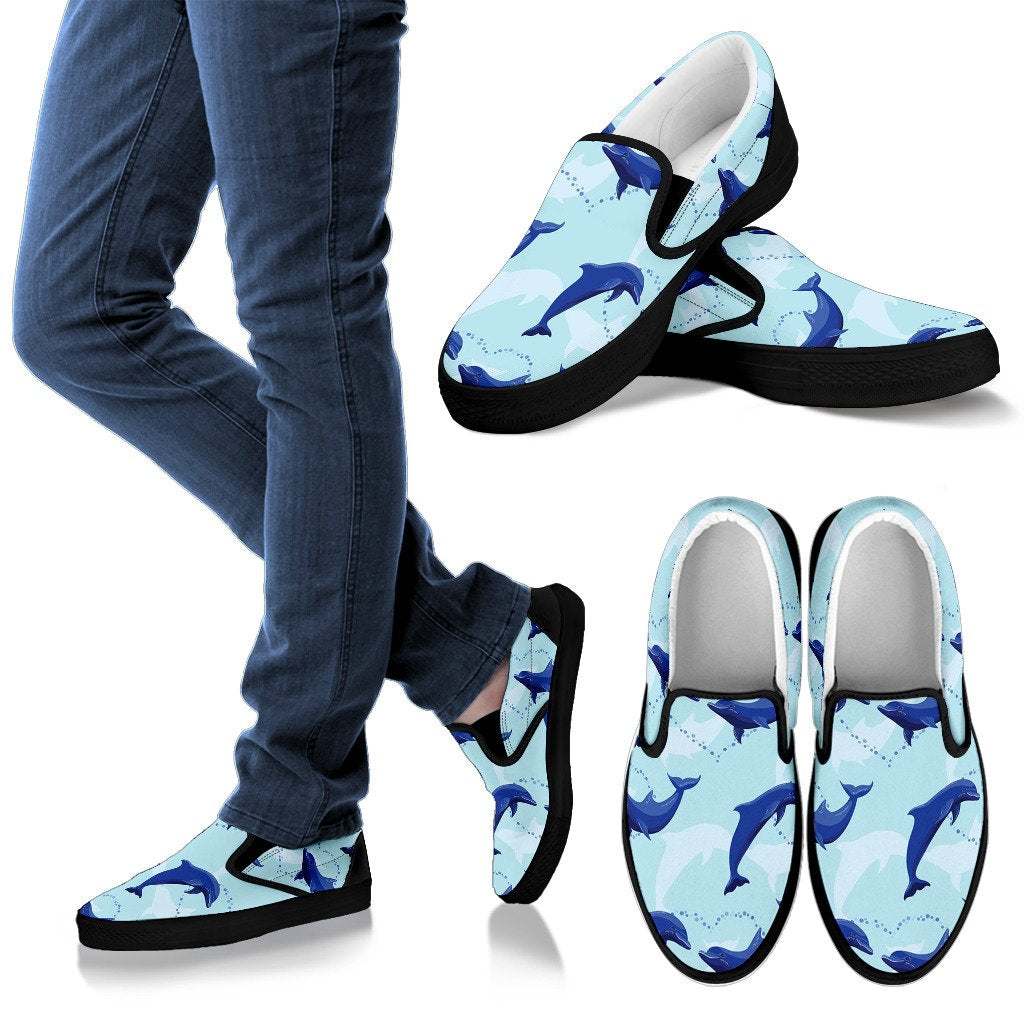 Dolphin Print Pattern Women Slip On Shoes