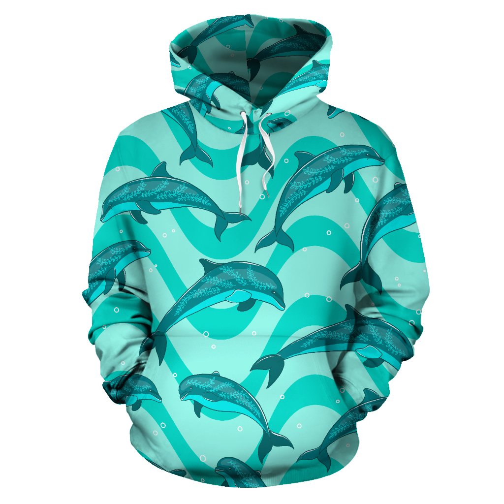 Dolphin Wave Print All Over Print Hoodie