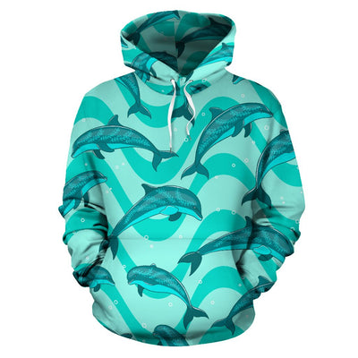 Dolphin Wave Print All Over Print Hoodie