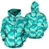 Dolphin Wave Print All Over Zip Up Hoodie