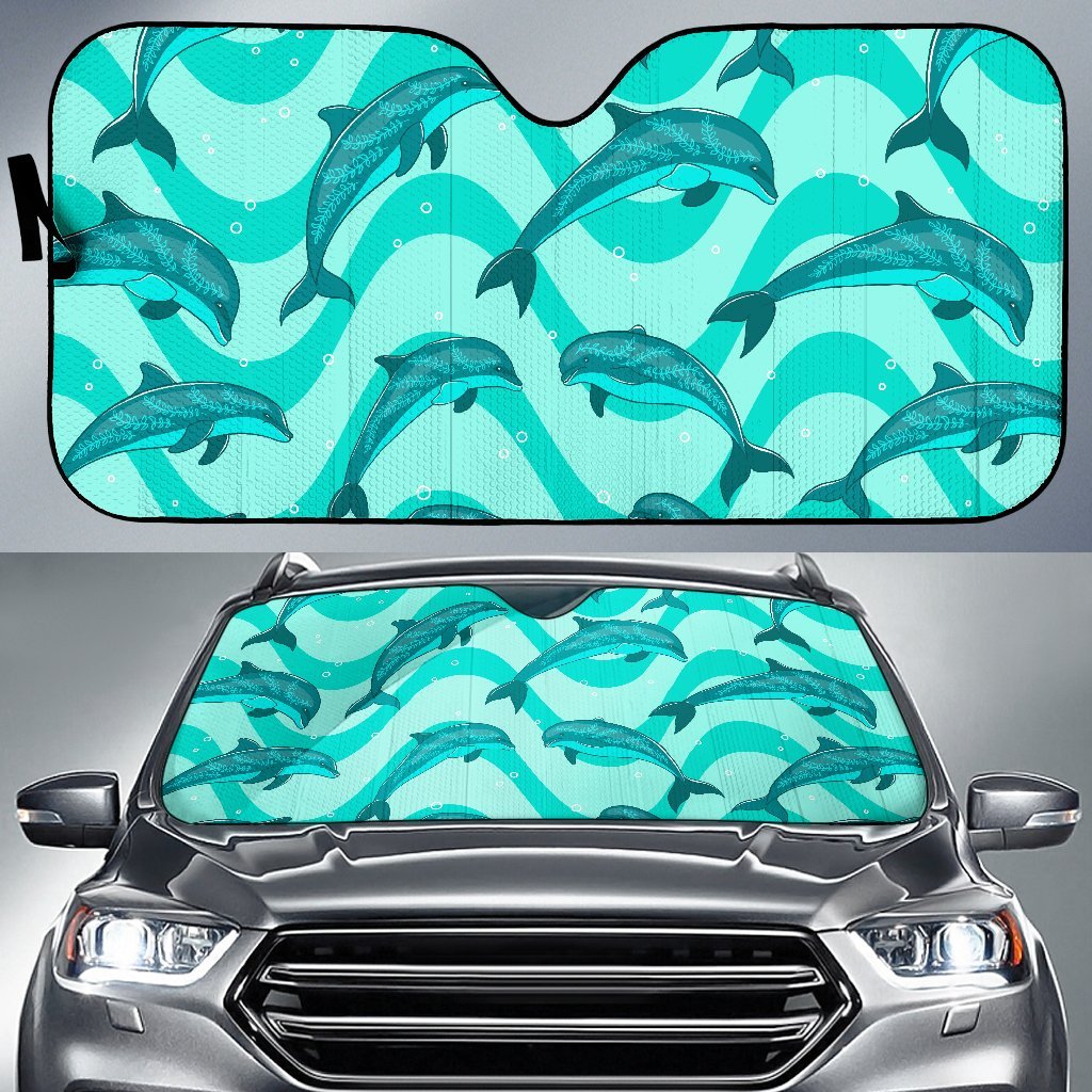 Dolphin Wave Print Car Sun Shade-JorJune