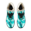 Dolphin Wave Print Faux Fur Leather Boots
