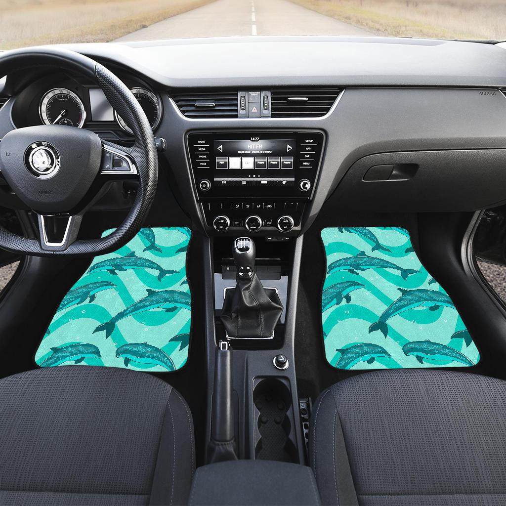 Dolphin Wave Print Front and Back Car Floor Mats