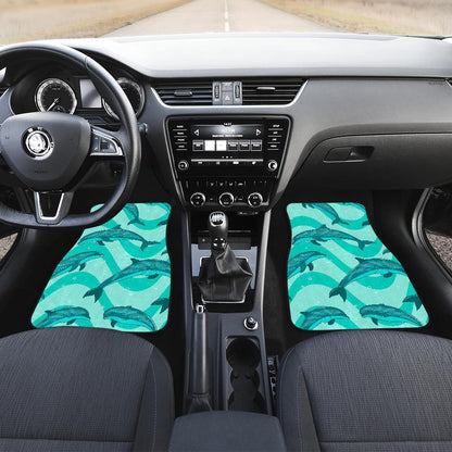 Dolphin Wave Print Front and Back Car Floor Mats