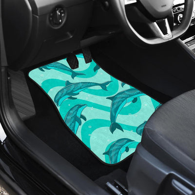 Dolphin Wave Print Front and Back Car Floor Mats