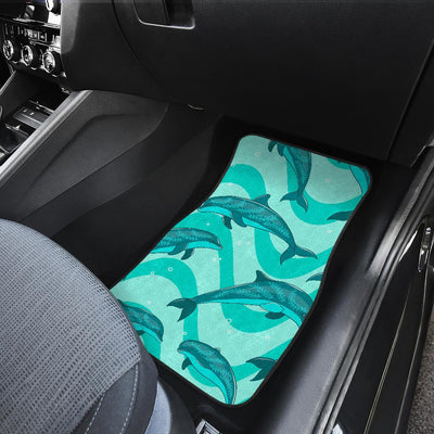 Dolphin Wave Print Front and Back Car Floor Mats