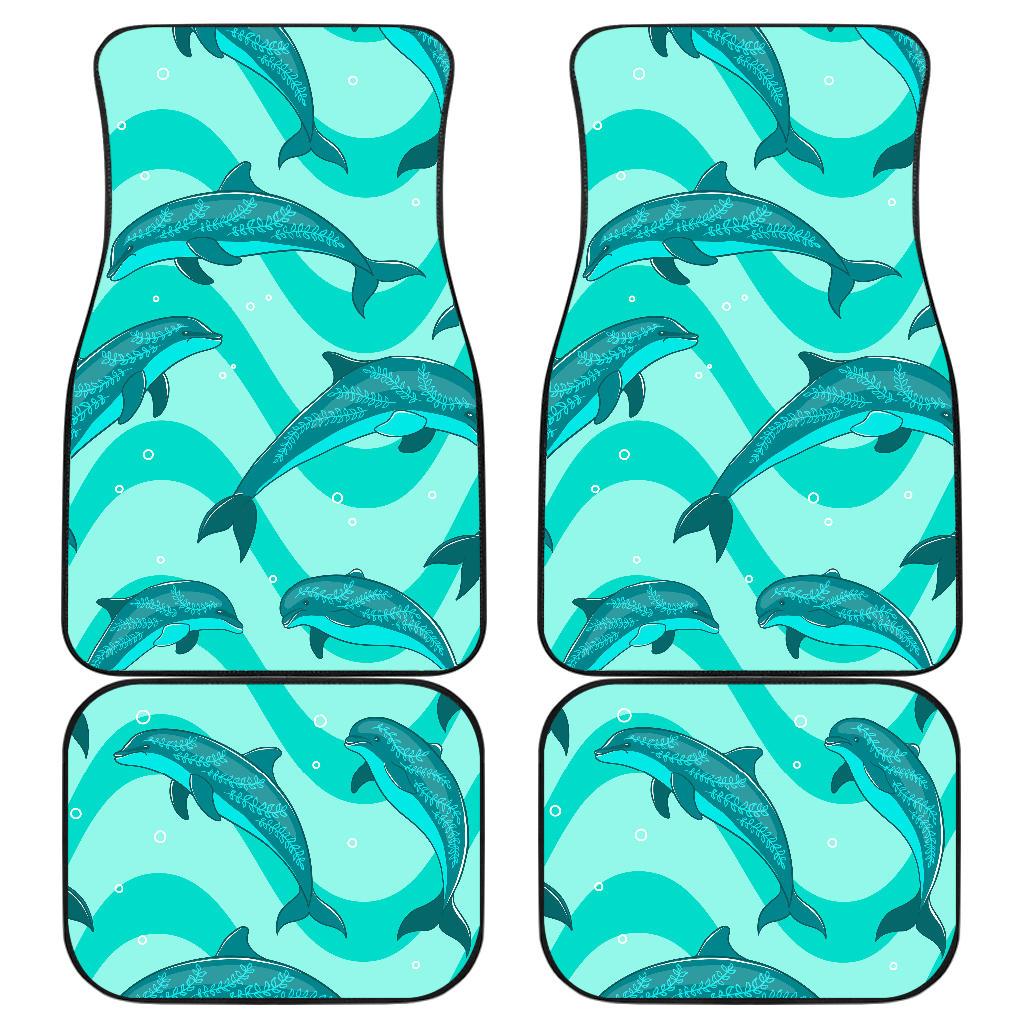 Dolphin Wave Print Front and Back Car Floor Mats