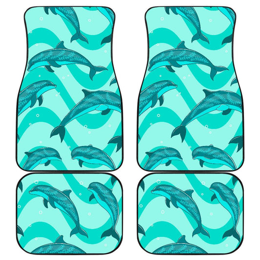 Dolphin Wave Print Front and Back Car Floor Mats