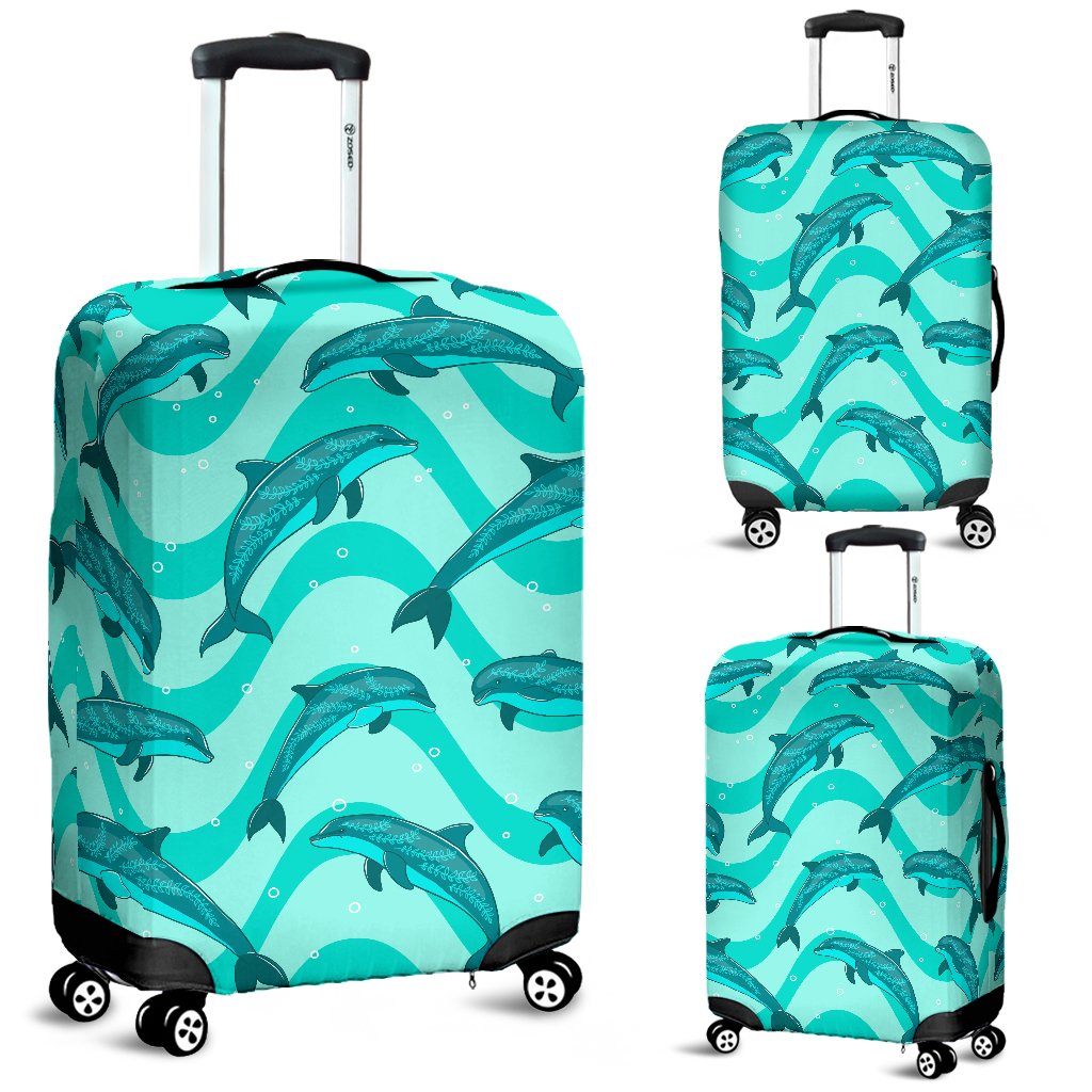 Dolphin Wave Print Luggage Cover Protector