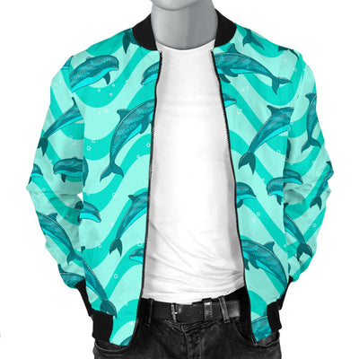 Dolphin Wave Print Men Casual Bomber Jacket