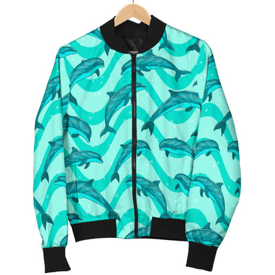 Dolphin Wave Print Men Casual Bomber Jacket