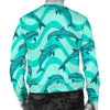 Dolphin Wave Print Men Crewneck Sweatshirt