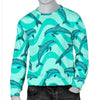 Dolphin Wave Print Men Crewneck Sweatshirt