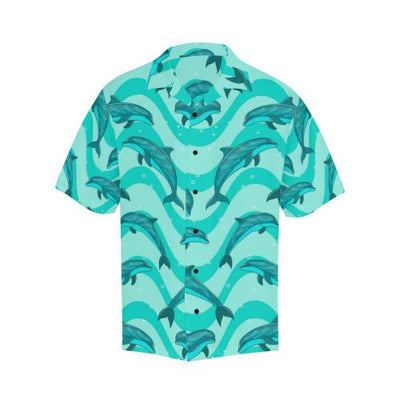 Dolphin Wave Print Men Hawaiian Shirt