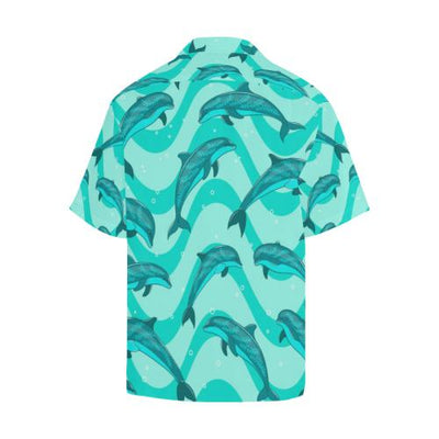 Dolphin Wave Print Men Hawaiian Shirt