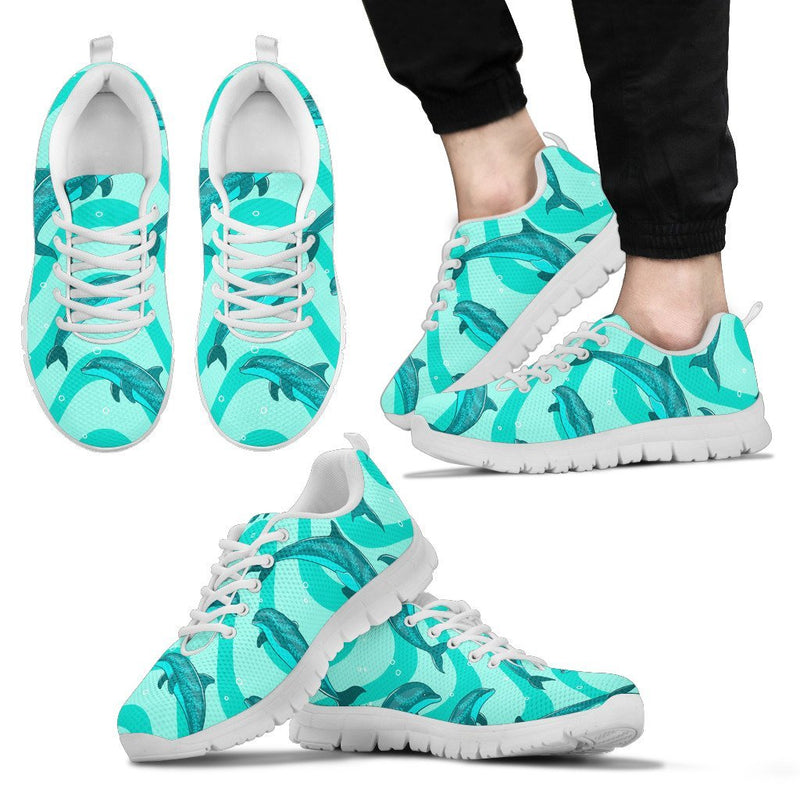 Dolphin Wave Print Men Sneakers