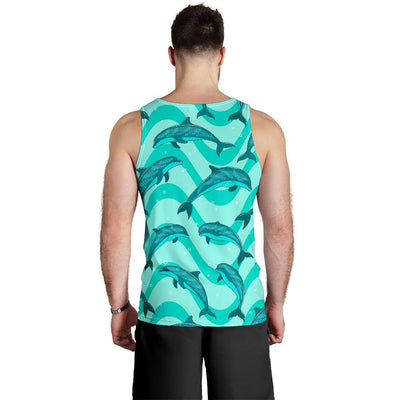 Dolphin Wave Print Men Tank Top