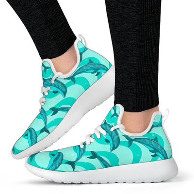 Dolphin Wave Print Mesh Knit Sneakers Shoes