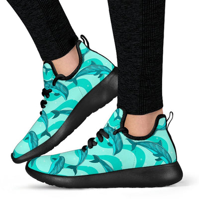 Dolphin Wave Print Mesh Knit Sneakers Shoes