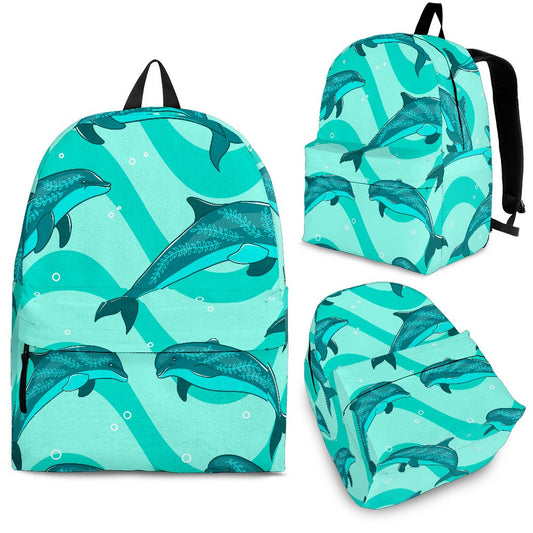 Dolphin Wave Print Premium Backpack