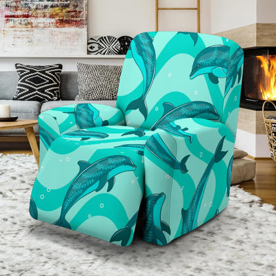 Dolphin Wave Print Recliner Slipcover-JORJUNE.COM